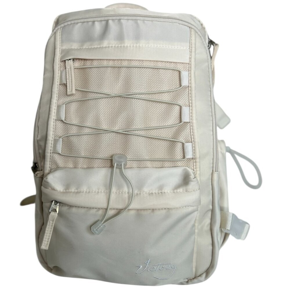 Victory‎ Classic Diamond Backpack Women & Men Cream USB Port Luxurious
